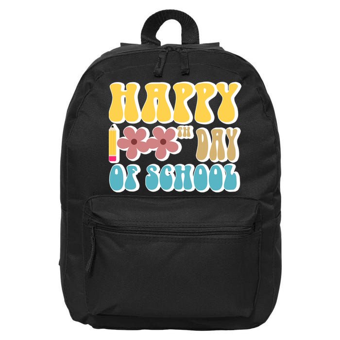 Happy 100th Day Of School Cute Retro Flower 16 in Basic Backpack