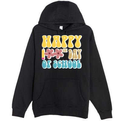 Happy 100th Day Of School Cute Retro Flower Premium Pullover Hoodie