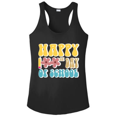 Happy 100th Day Of School Cute Retro Flower Ladies PosiCharge Competitor Racerback Tank