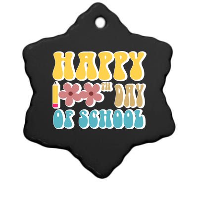 Happy 100th Day Of School Cute Retro Flower Ceramic Star Ornament