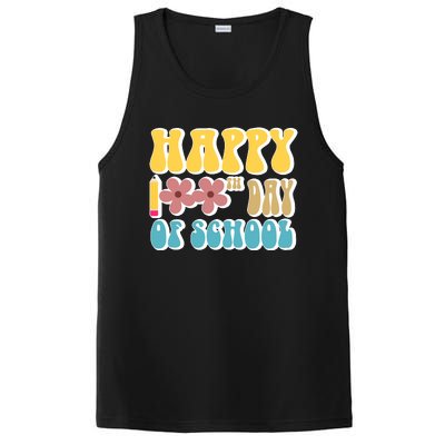 Happy 100th Day Of School Cute Retro Flower PosiCharge Competitor Tank