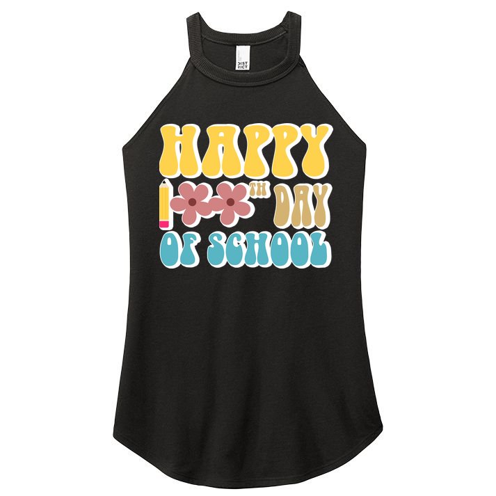 Happy 100th Day Of School Cute Retro Flower Women's Perfect Tri Rocker Tank