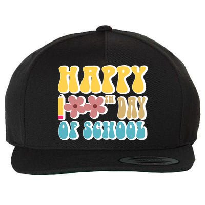 Happy 100th Day Of School Cute Retro Flower Wool Snapback Cap
