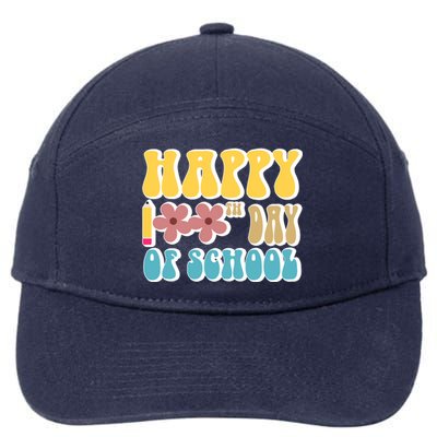 Happy 100th Day Of School Cute Retro Flower 7-Panel Snapback Hat