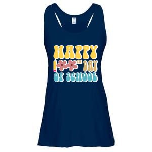 Happy 100th Day Of School Cute Retro Flower Ladies Essential Flowy Tank