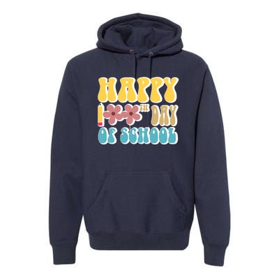 Happy 100th Day Of School Cute Retro Flower Premium Hoodie