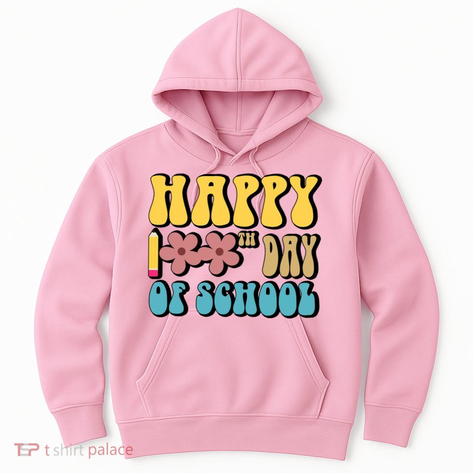 Happy 100th Day Of School Cute Retro Flower Hoodie