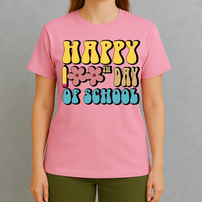 Happy 100th Day Of School Cute Retro Flower T-Shirt