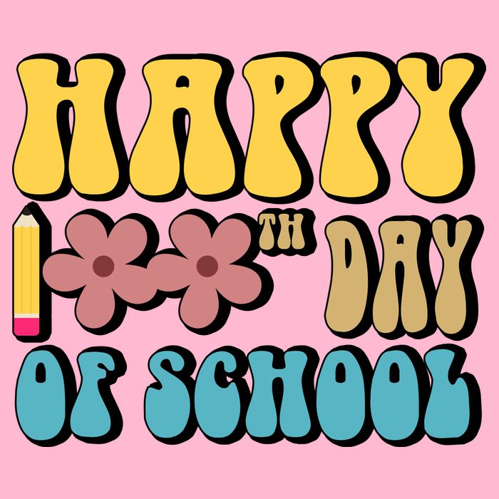 Happy 100th Day Of School Cute Retro Flower T-Shirt