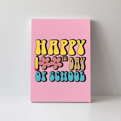 Happy 100th Day Of School Cute Retro Flower Canvas