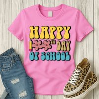 Happy 100th Day Of School Cute Retro Flower Womens T-Shirt