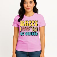 Happy 100th Day Of School Cute Retro Flower Womens T-Shirt