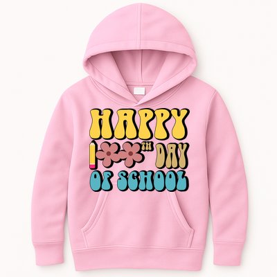Happy 100th Day Of School Cute Retro Flower Kids Hoodie