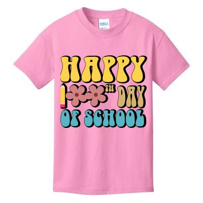 Happy 100th Day Of School Cute Retro Flower Kids T-Shirt