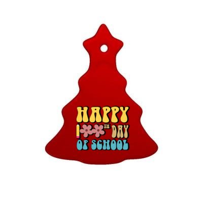 Happy 100th Day Of School Cute Retro Flower Ceramic Tree Ornament