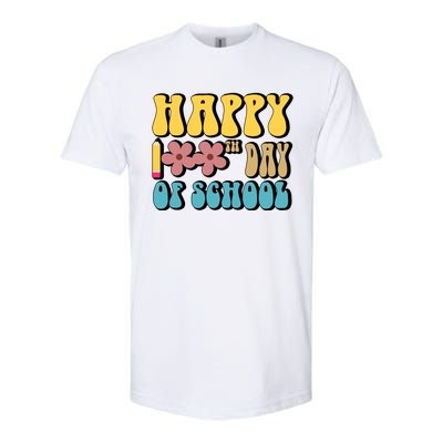 Happy 100th Day Of School Cute Retro Flower Softstyle® CVC T-Shirt