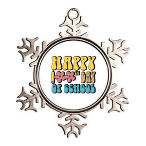 Happy 100th Day Of School Cute Retro Flower Metallic Star Ornament