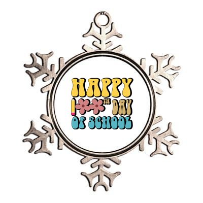 Happy 100th Day Of School Cute Retro Flower Metallic Star Ornament