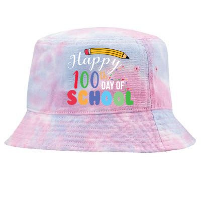 Happy 100th Day Of School Teacher Student Gift Tie-Dyed Bucket Hat