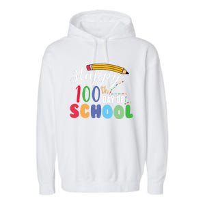 Happy 100th Day Of School Teacher Student Gift Garment-Dyed Fleece Hoodie