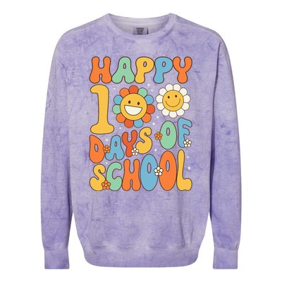 Happy 100 Days Of School Groovy 100th Day Of School Colorblast Crewneck Sweatshirt