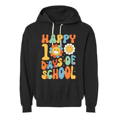 Happy 100 Days Of School Groovy 100th Day Of School Garment-Dyed Fleece Hoodie