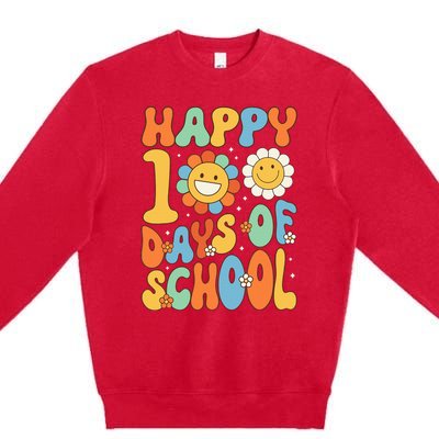 Happy 100 Days Of School Groovy 100th Day Of School Premium Crewneck Sweatshirt