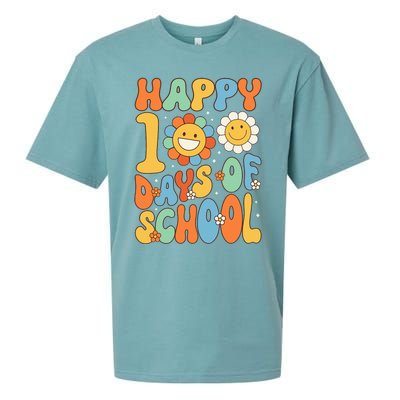 Happy 100 Days Of School Groovy 100th Day Of School Sueded Cloud Jersey T-Shirt