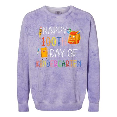 Happy 100th Day Of Kindergarten Funny 100 Days Of School Meaningful Gift Colorblast Crewneck Sweatshirt