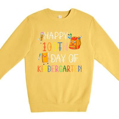 Happy 100th Day Of Kindergarten Funny 100 Days Of School Meaningful Gift Premium Crewneck Sweatshirt