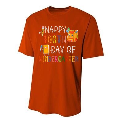 Happy 100th Day Of Kindergarten Funny 100 Days Of School Meaningful Gift Performance Sprint T-Shirt