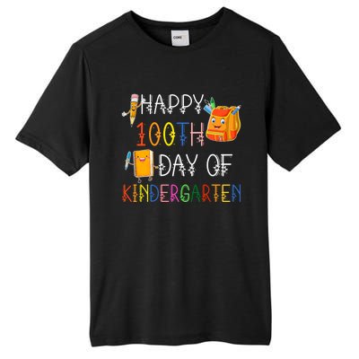 Happy 100th Day Of Kindergarten Funny 100 Days Of School Meaningful Gift Tall Fusion ChromaSoft Performance T-Shirt