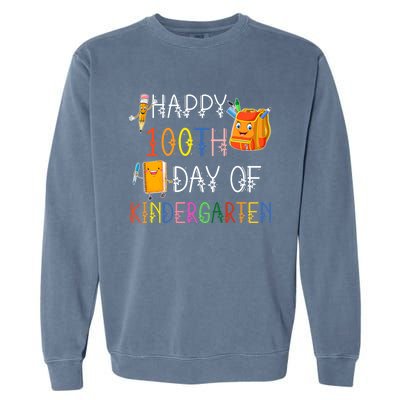 Happy 100th Day Of Kindergarten Funny 100 Days Of School Meaningful Gift Garment-Dyed Sweatshirt