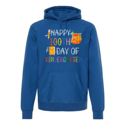 Happy 100th Day Of Kindergarten Funny 100 Days Of School Meaningful Gift Premium Hoodie