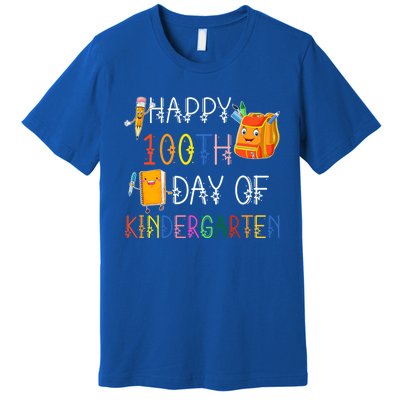 Happy 100th Day Of Kindergarten Funny 100 Days Of School Meaningful Gift Premium T-Shirt