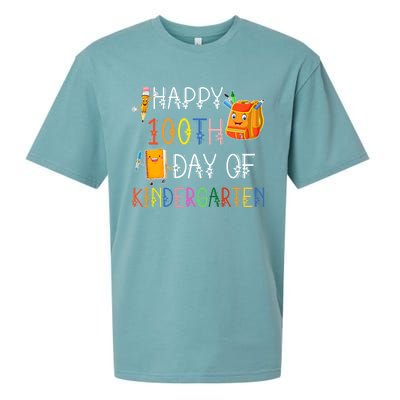 Happy 100th Day Of Kindergarten Funny 100 Days Of School Meaningful Gift Sueded Cloud Jersey T-Shirt