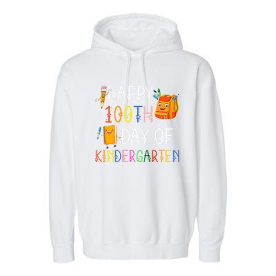 Happy 100th Day Of Kindergarten Funny 100 Days Of School Meaningful Gift Garment-Dyed Fleece Hoodie