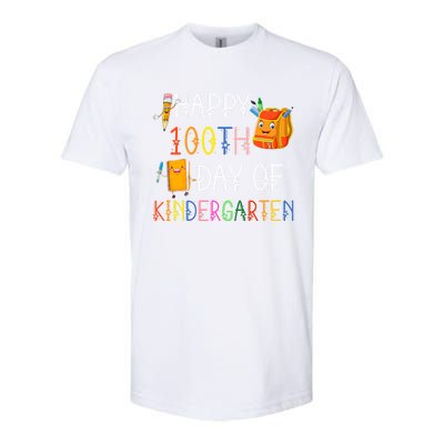 Happy 100th Day Of Kindergarten Funny 100 Days Of School Meaningful Gift Softstyle CVC T-Shirt