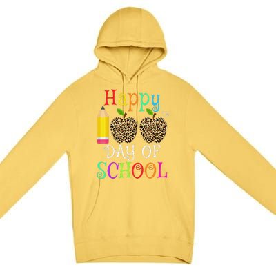 Happy 100th Day Of School Leopard Print Teacher Student Premium Pullover Hoodie