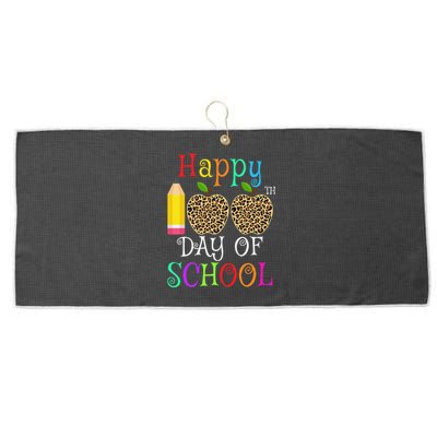 Happy 100th Day Of School Leopard Print Teacher Student Large Microfiber Waffle Golf Towel