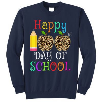 Happy 100th Day Of School Leopard Print Teacher Student Tall Sweatshirt