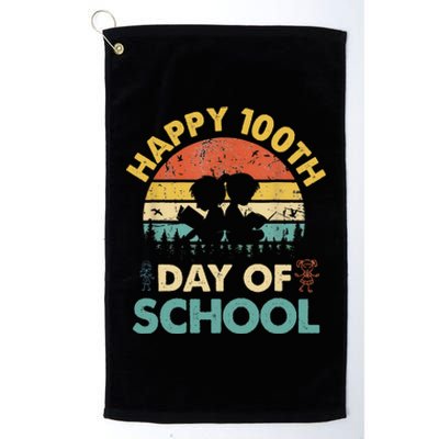 Happy 100th Day Of School Teacher Reading Book Design Platinum Collection Golf Towel