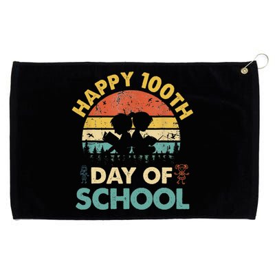 Happy 100th Day Of School Teacher Reading Book Design Grommeted Golf Towel