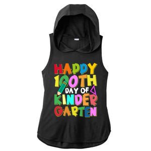 Happy 100th Day Of Kindergarten Groovy 100 Days Of School Gift Ladies PosiCharge Tri-Blend Wicking Draft Hoodie Tank