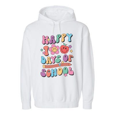 Happy 100 Days Of School Teacher Garment-Dyed Fleece Hoodie