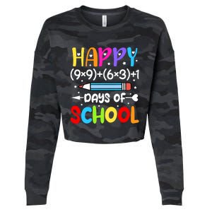 Happy 100th Day Of School Math Teacher 100 Days Cropped Pullover Crew