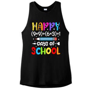 Happy 100th Day Of School Math Teacher 100 Days Ladies PosiCharge Tri-Blend Wicking Tank