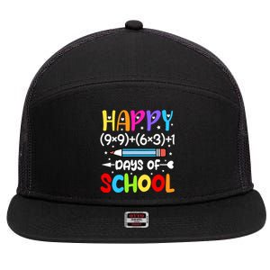 Happy 100th Day Of School Math Teacher 100 Days 7 Panel Mesh Trucker Snapback Hat