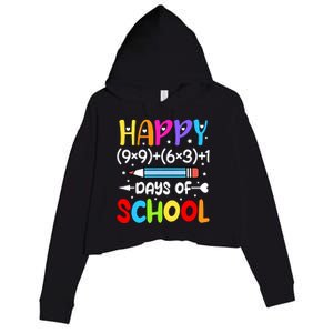 Happy 100th Day Of School Math Teacher 100 Days Crop Fleece Hoodie