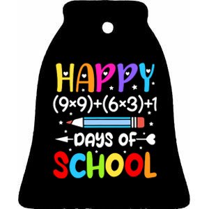 Happy 100th Day Of School Math Teacher 100 Days Ceramic Bell Ornament